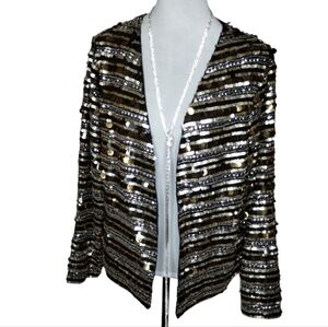 Midnight Velvet Sequin Blazer - Black, Silver, Gold XL NWOT